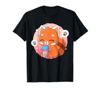 Kawaii Cute Red Panda Boba Bubble Tea T-Shirt