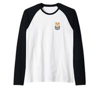 Kawaii Cute Shiba Inu in The Pocket Raglan Baseball Tee