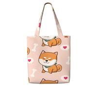 Kawaii Cute Shiba Inu,Reusable Grocery Bags Shopping Tote Bags Large Capacity Canvas Shoulder bag