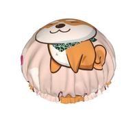Kawaii Cute Shiba Inu,Shower Cap Nightcap Double Layer Waterproof Elastic Bath Cap Reusable Hair Cap