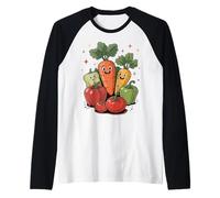 Kawaii Cute Vegetables Smiling Garden Cartoon Raglan Baseball Tee