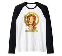 Kawaii Demeter Greek Mythology Chibi Goddess Ancient Greece Raglan Baseball Tee