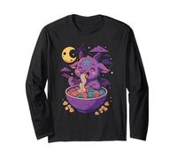 Kawaii Demon Ramen Noodles Goat Pentagram Pastel Baphomet Long Sleeve T-Shirt