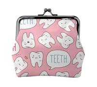 Kawaii Dentist Teeth, PU Leather Coin Purse, Small Wallets, Change Pouch with Kiss Lock Clasp Buckle, Change Purse