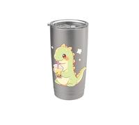 Kawaii Dino T-Rex Drinks Bubble Tea Dino Dinosaur Boba Stainless Steel Insulated Tumbler