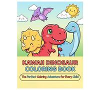 Kawaii Dinosaur Coloring Book: 50 Cute & Simple Dinosaur Designs for Kids and Beginners