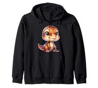 Kawaii Dinosaur Design for Kids - Cute Dino Cartoon Zip Hoodie