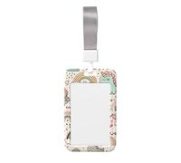 Kawaii-Dinosaur-Rainbow Abs Vertical Id Badge Holder, Name Badge with Clear Scanning Film