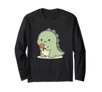 Kawaii Dinosaur with Flower Long Sleeve T-Shirt