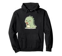 Kawaii Dinosaur With Flower Pullover Hoodie