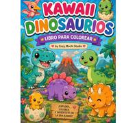 Kawaii Dinosaurios: Libro para Colorear con Adorables Dinosaurios, Volcanes, Huevos y Paisajes Prehistóricos | Una Aventura Jurásica Llena de Diversión y Creatividad