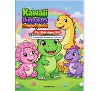 Kawaii Dinosaurs Coloring Book: For Kids Ages 3-8 | 14 Adorable Dinosaurs to Color