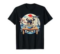 Kawaii Dog Pug Eating Ramen Noodles Japanese T-Shirt