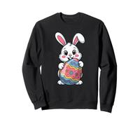 Kawaii Easter Bunny Holding Big Colorful Egg Sweatshirt