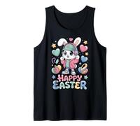 Kawaii Easter Bunny Wearing Headphones & Cap Design Tank Top
