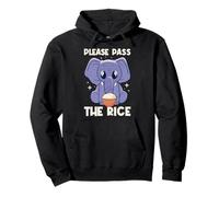 Kawaii Elephant Funny Rice Bowl Please Pass The Rice Pullover Hoodie