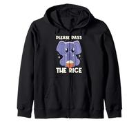 Kawaii Elephant Funny Rice Bowl Please Pass The Rice Zip Hoodie