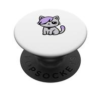 Kawaii Emo Cat Purple Hair Cute Pastel Goth Kitty PopSockets Adhesive PopGrip