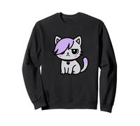 Kawaii Emo Cat Purple Hair Cute Pastel Goth Kitty Sweatshirt