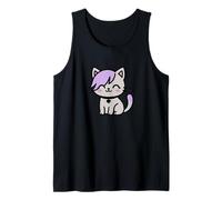 Kawaii Emo Cat Purple Hair Cute Pastel Goth Kitty Tank Top