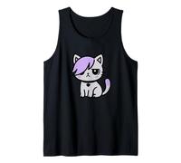 Kawaii Emo Cat Purple Hair Cute Pastel Goth Kitty Tank Top