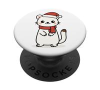 Kawaii Ermine Winter Holiday Animal Character PopSockets Adhesive PopGrip