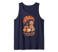 Kawaii Fall Season Pumpkin Golden Doodle Lover Training Dog Tank Top