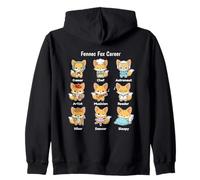 Kawaii Fennec Fox Career Chart with Gamer Artist Roles Zip Hoodie