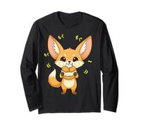 Kawaii Fennec Fox Desert Dog Munching Happily Long Sleeve T-Shirt