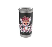 Kawaii Fennec Fox with Crown Lilies Stainless Steel Insulated Tumbler