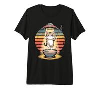 Kawaii Fishing Cat Alien UFO Abduction Cute Funny Premium T-Shirt