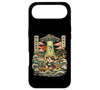 Kawaii Fishing Cat Alien UFO Abduction Vintage Ukiyo-e Case for iPhone Air