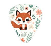 Kawaii-Floral-Fox 12 Pack Guitar Picks With 3 Thicknesses And Storage Box, Abs Plectrums For Electric Bass Guitar Players