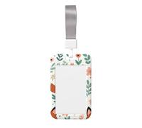 Kawaii-Floral-Fox Abs Vertical Id Badge Holder, Name Badge with Clear Scanning Film