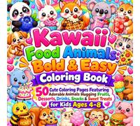 Kawaii Food Animals: Bold & Easy Coloring Book: 50 Cute Coloring Pages Featuring Adorable Animals Hugging Fruits, Desserts, Drinks, Snacks & Sweet ... 4-8 (Cute & Easy Coloring Books for Kids)