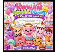 Kawaii Food & Drinks Coloring Book: Bold and Easy Cute Food Characters to Color | Coffee, Bubble Tea, Donuts, Cupcakes, Milkshakes, Cookies and Sweet Treats for Kids, Teens and Adults