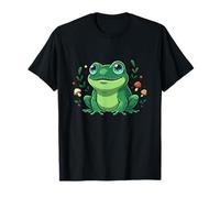 Kawaii Forest Frog with Mushrooms and Leaves T-Shirt