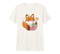 Kawaii Fox Eating Japanese Noodle Soup Ramen Lover Premium T-Shirt