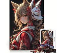 Kawaii Fox Samurai Girl Jigsaw Puzzles for Adults1000 Piece Think Sharper Vivid Color Home Play Birthday Idea (38x26cm)