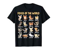 Kawaii Foxes of The World Funny Educational Animal Fox Lover T-Shirt