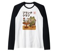 Kawaii Frog Brunch Club Tokyo Street Cafe Japanese Aesthetic Raglan Baseball Tee