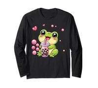 Kawaii Frog Bubble Boba Tea Long Sleeve T-Shirt