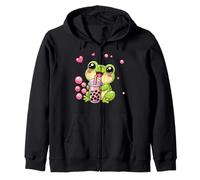 Kawaii Frog Bubble Boba Tea Zip Hoodie