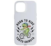 Kawaii Frog Cyclist Japanese Tokyo Aesthetic Urban Biking Case for iPhone 15