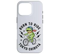 Kawaii Frog Cyclist Japanese Tokyo Aesthetic Urban Biking Case for iPhone 16 Pro