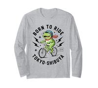 Kawaii Frog Cyclist Japanese Tokyo Aesthetic Urban Biking Long Sleeve T-Shirt