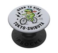Kawaii Frog Cyclist Japanese Tokyo Aesthetic Urban Biking PopSockets Adhesive PopGrip