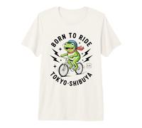Kawaii Frog Cyclist Japanese Tokyo Aesthetic Urban Biking Premium T-Shirt