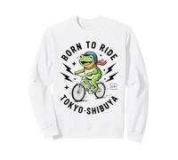 Kawaii Frog Cyclist Japanese Tokyo Aesthetic Urban Biking Sweatshirt