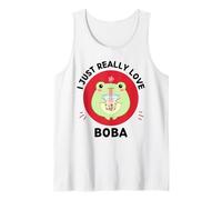 Kawaii Frog Drinks Bubble Tea I Just Really Love Boba Lover Tank Top